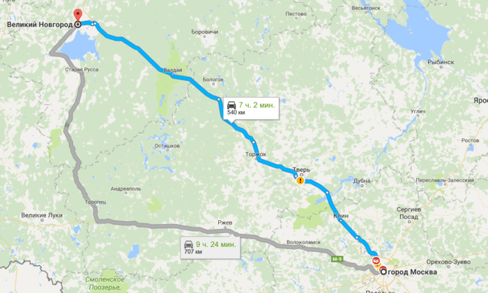 Как добраться до Великого Новгорода из Москвы - на машине